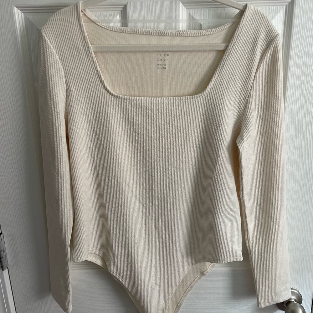 White Ribbed Bodysuit